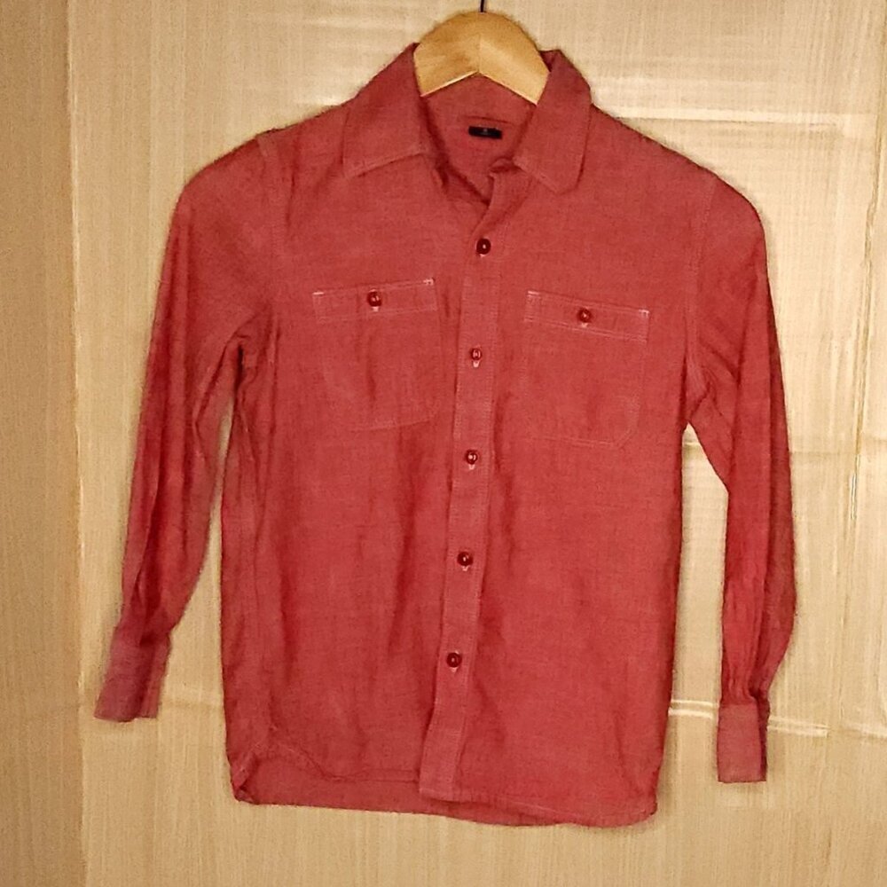 Gap Boys Red Denim Long Sleeve Button Down 8